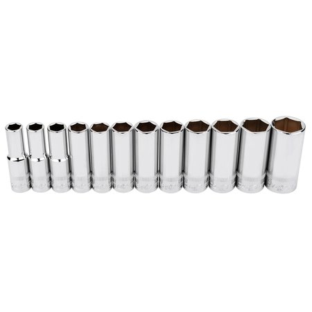 INGERSOLL-RAND 12 Piece 1/2 Inch Drive Deep Socket Set - Metric 6-Pt 752053X